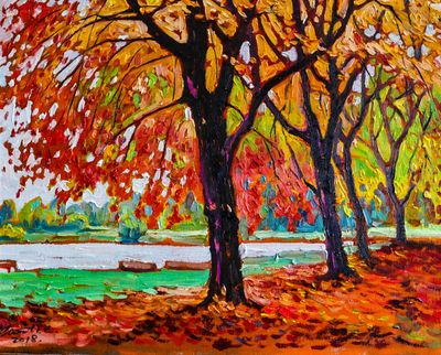 Trout Lake - Fall 2018, 16"×20" oil on canvas