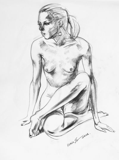 Figure No. 2, 18"×24" charcoal on paper