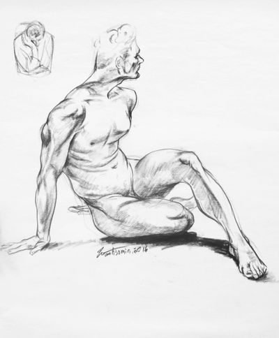 Figure No. 5, 18"×24" charcoal on paper