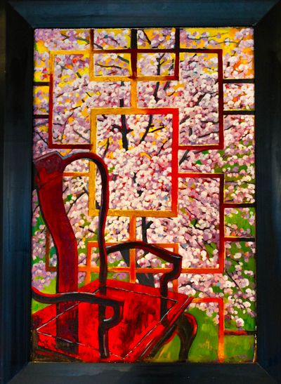 Cherry Blossom, 24"×35" oil on plywood