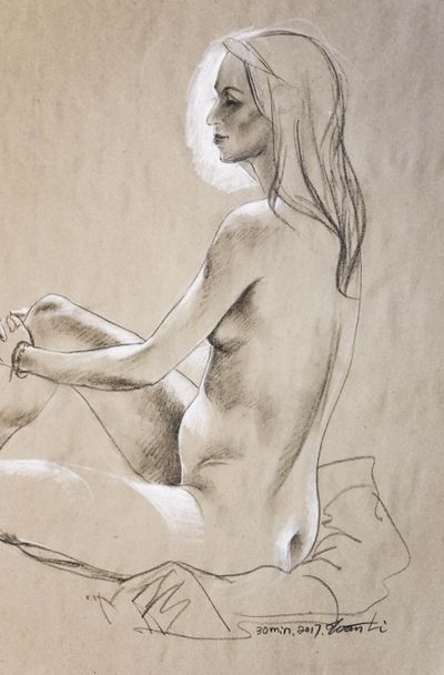 Figure No. 18, 18"×24" charcoal on paper