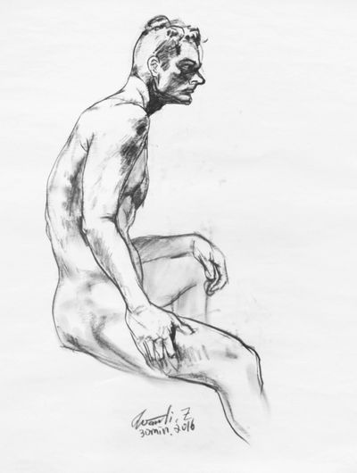 Figure No. 6, 18"×24" charcoal on paper