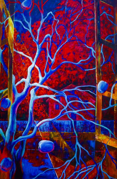 Blue Tree Fantasy, 24"×36" oil on canvas