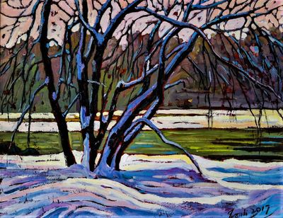 Trout Lake Winter 1, 14"×18" oil on canvas